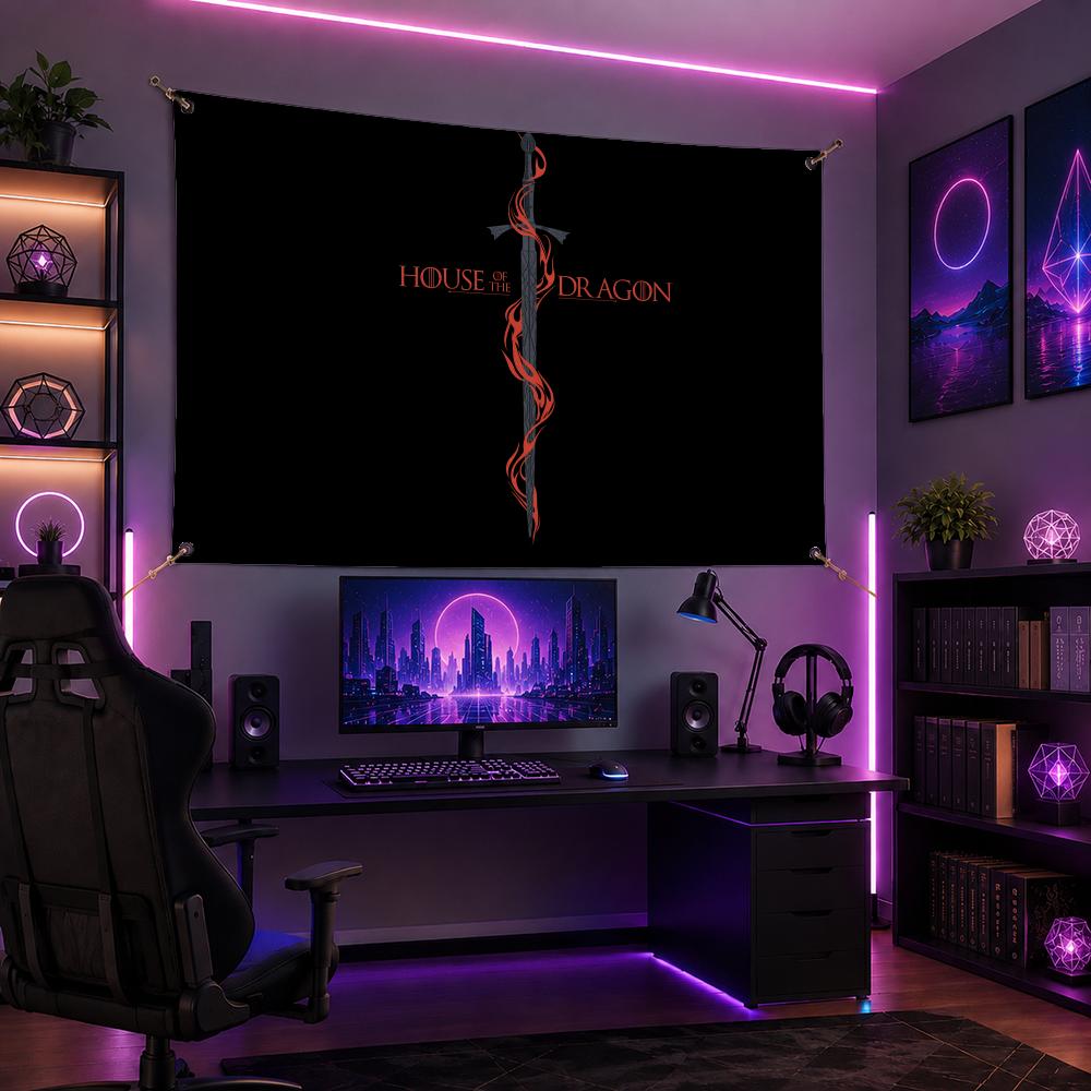 유명한 클랜 H-House TargaryenS 플래그  - Esports Gaming Banner 리뷰 및 가격