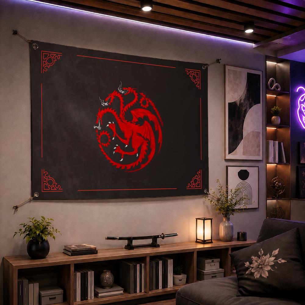 유명한 클랜 H-House TargaryenS 플래그  - Esports Gaming Banner 리뷰 및 가격