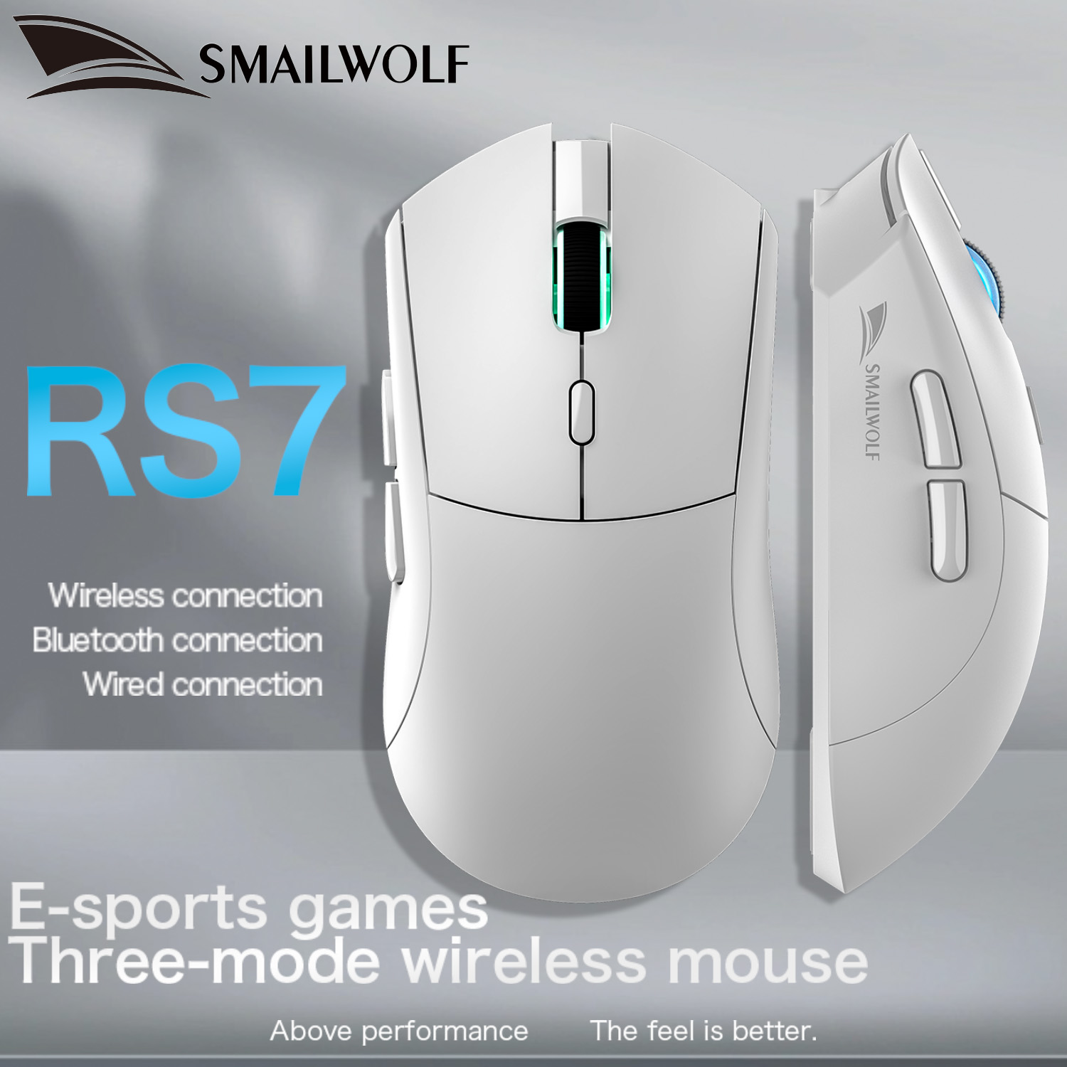 스마일울프 RS7 게이밍 마우스 블루투스 무선 3모드  - Esports Gaming Business 리뷰 및 가격