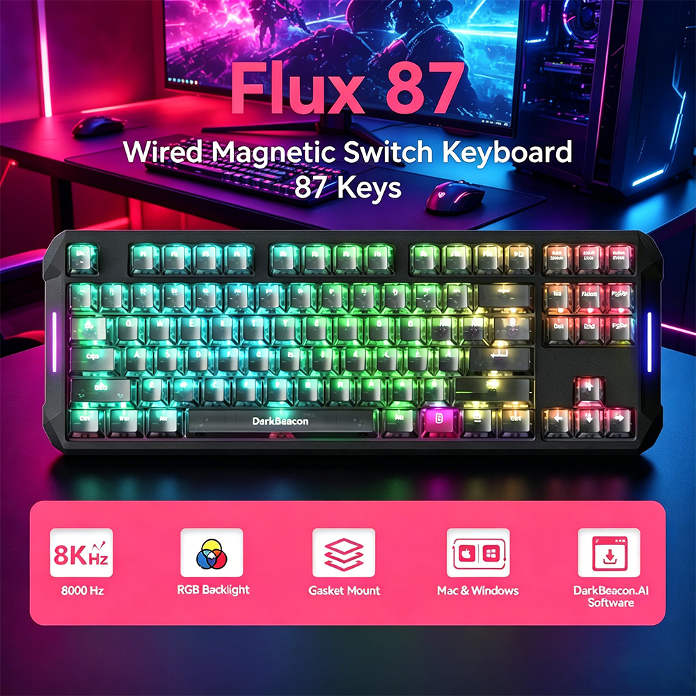 DarkBeacon Flux 87 홀 이펙트 게이밍 키 - Esports Gaming Business 리뷰 및 가격